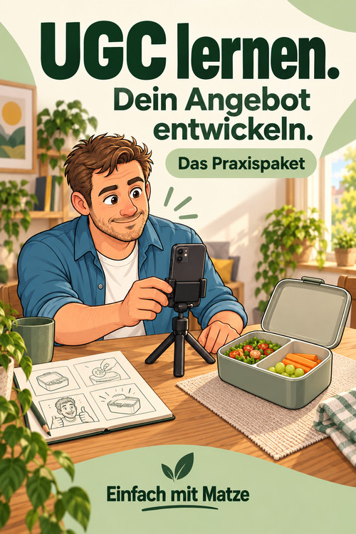 Hero-Abbildung des UGC Praxispakets mit Matze und Produkten
