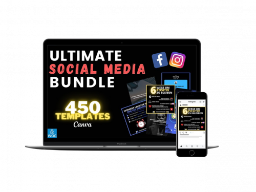 Ultimate Social Media Bundle Produktmockup mit Laptop und Smartphone