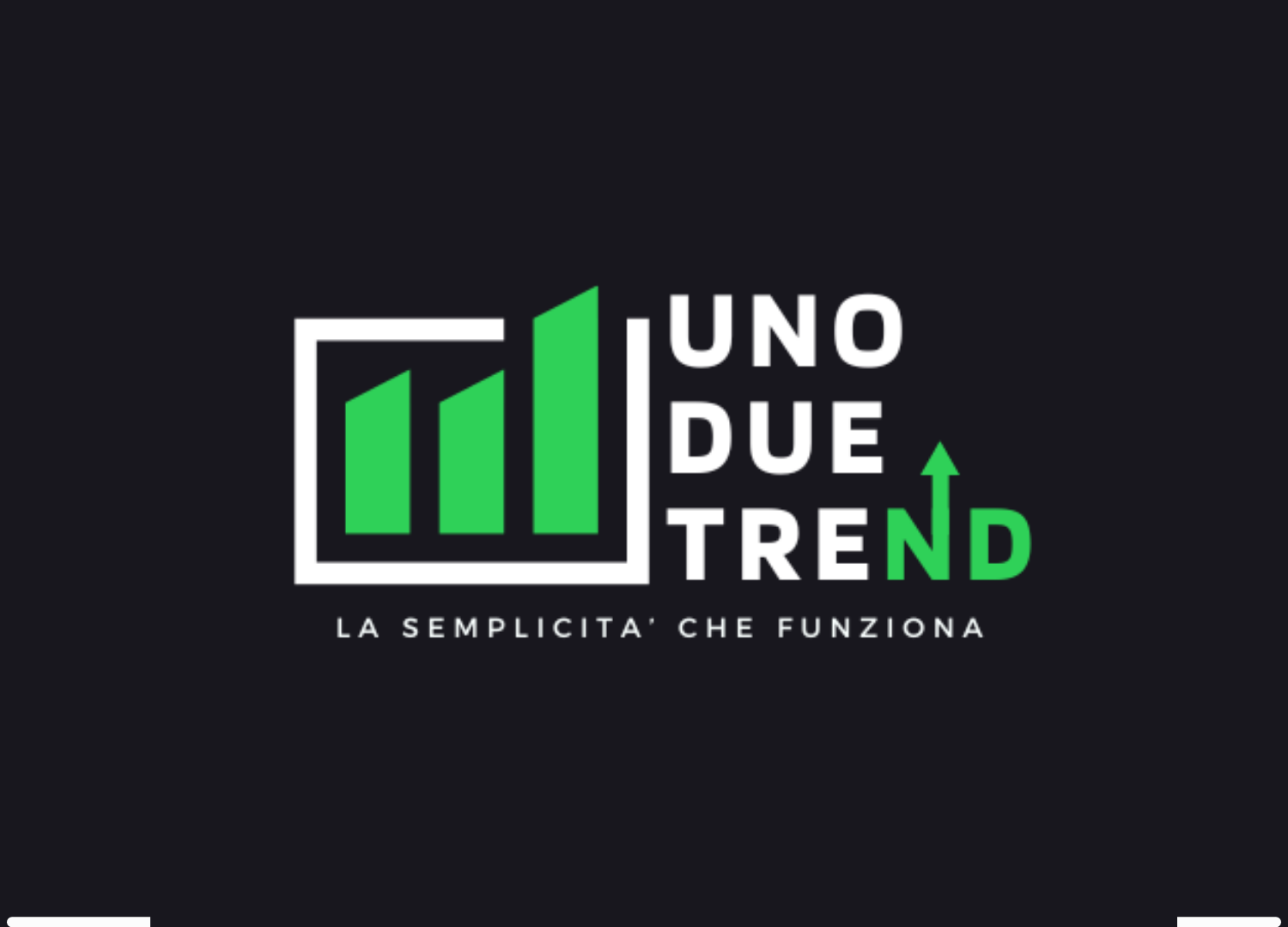 Uno Due Trend Logo mit grünen Balken-Charts, Tagline La semplicità che funziona