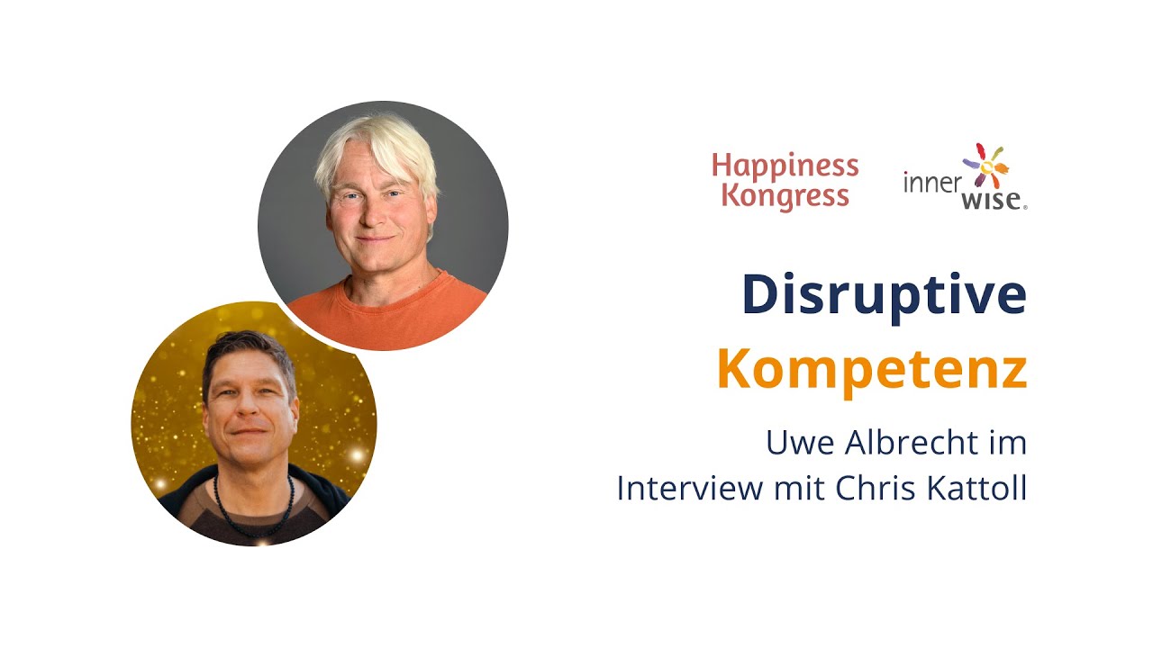 Uwe Albrecht und Chris Kattoll Porträts, Happiness Kongress und innerwise Logos, Text zu Disruptiver Kompetenz