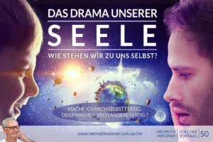 Online-Vortrag 50 Cover: Das Drama unserer Seele mit Erde und zwei Profilen vor Sternen