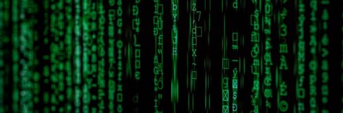 VA Online Kurs – Virtuelle Assistenz-Videokurs 13 Grüne Binärcode-Matrix mit Zahlen und Symbolen auf schwarzem Hintergrund, digitaler Technologie-Hintergrund