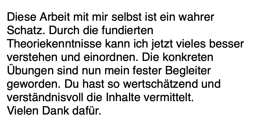 Kundenstimme: Theoriekenntnisse und Übungen als fester Begleiter im Leben