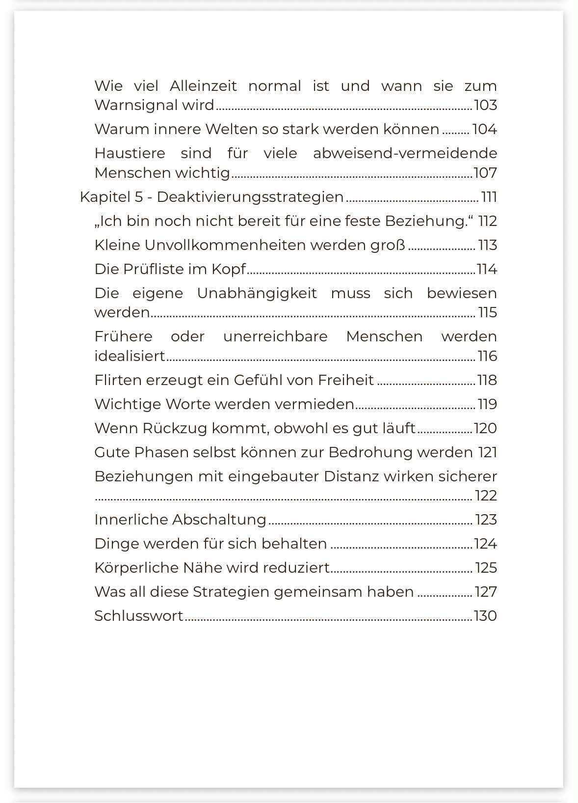 Inhaltsverzeichnis Band 1 Abschluss mit Kapiteln zu Alleinzeit, Haustieren und Schlusswort