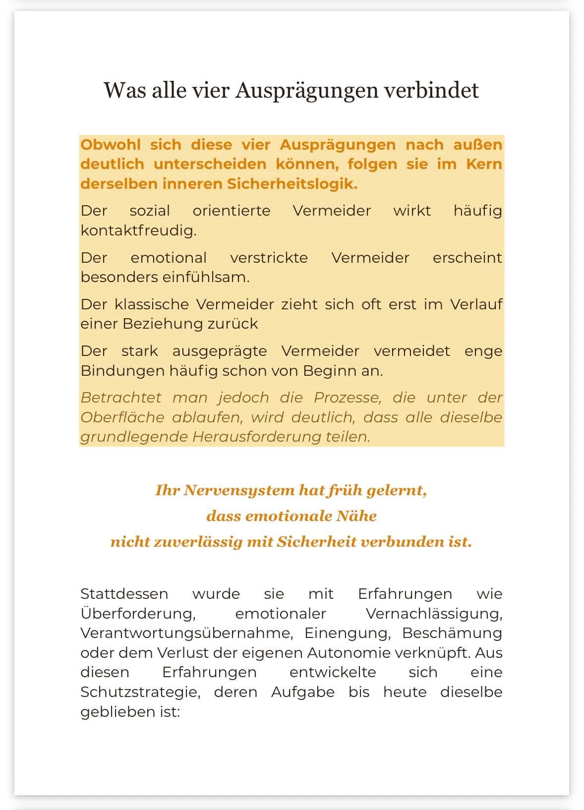 Leseprobe: Was alle vier Ausprägungen verbindet – Textauszug mit gelber Textbox und Nervensystem-Erklärung
