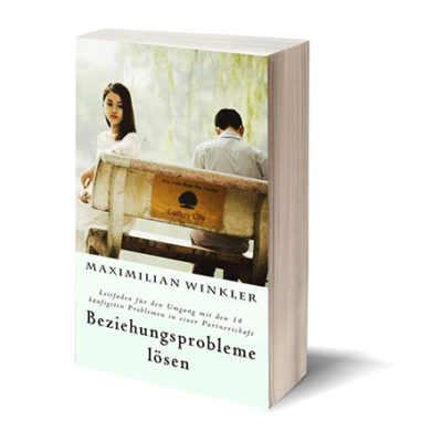 Buchcover Beziehungsprobleme lösen mit Frau und Mann getrennt sitzendem Paar von Maximilian Winkler