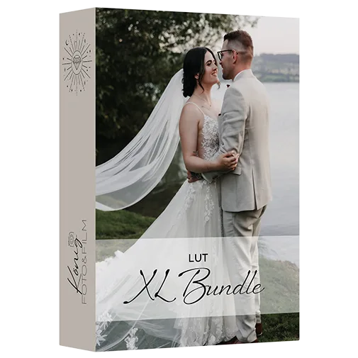 XL Bundle Video LUT Produktbox mit Braut und Bräutigam am Wasser