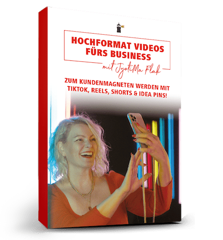 Videoideen für TikTok, Reels, YouTube Shorts von Jyotima Flak 5 3D-Produktbox Hochformat Videos fürs Business – rote Box mit weißer Rahmen und Smartphone-Motiv