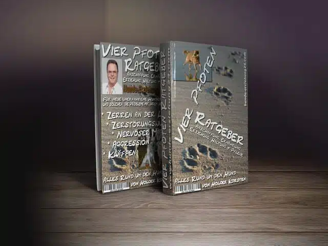 Vier Pfoten Ratgeber E-Book Cover mit Hundepfoten-Motiv und Autor