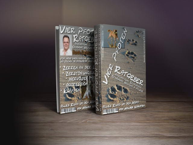 Vier Pfoten Ratgeber Hundeerziehung Buchcover in 3D-Ansicht mit zwei Exemplaren nebeneinander