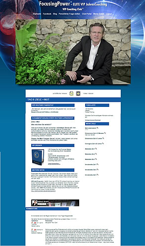Screenshot Video-Coaching Webseite mit Helmut Ament, blauer Hintergrund