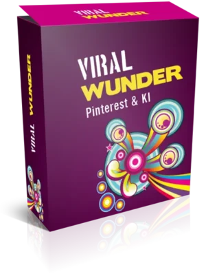 Produktbox Viral Wunder Pinterest + KI Videokurs von Erfolgs-Macher mit buntem Spinner-Design