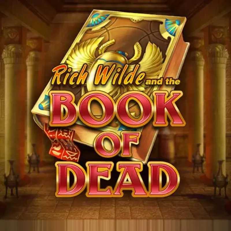 Virtuelle Jobs Akademie – Coaching zur Online-Assistenz 3 Rich Wilde and the Book of Dead Spiellogo mit goldenem Buch auf ägyptischer Tempelkulisse