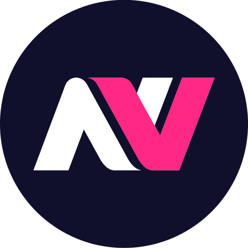 Virtuelle Jobs Akademie – Coaching zur Online-Assistenz 4 NV Casino Logo mit weißem N und rosa V auf dunkelbauem Kreis