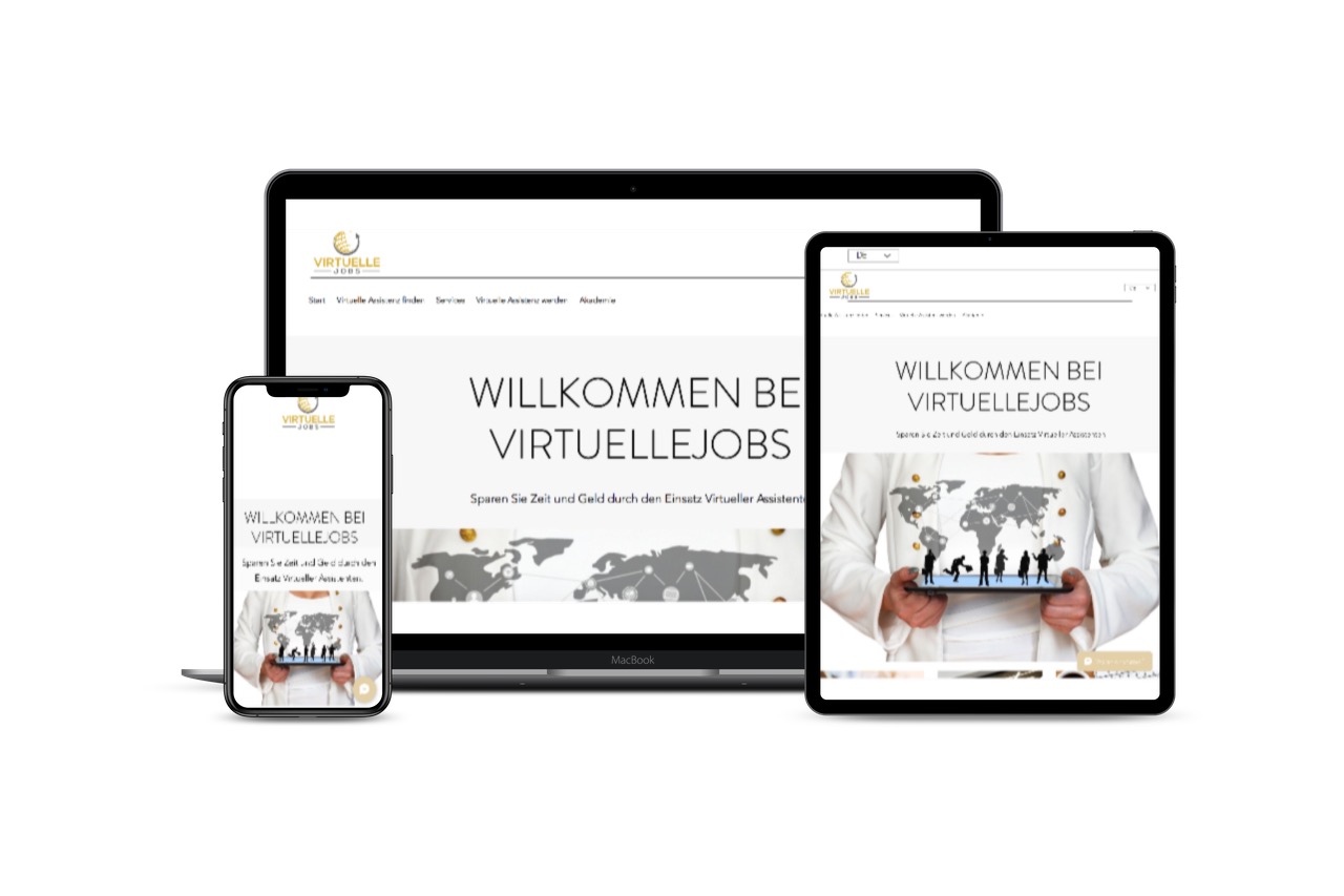 Virtuelle Jobs Akademie – Coaching zur Online-Assistenz 1 Responsive Webdesign Virtuelle Jobs Academy auf iPhone, Tablet und Desktop