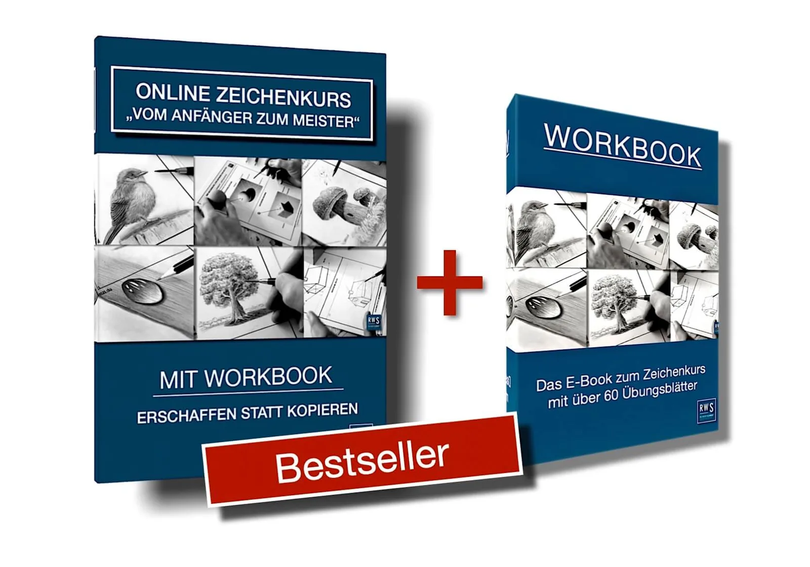 Online Zeichenkurs Paket mit Workbook und E-Book Bestseller-Kennzeichnung