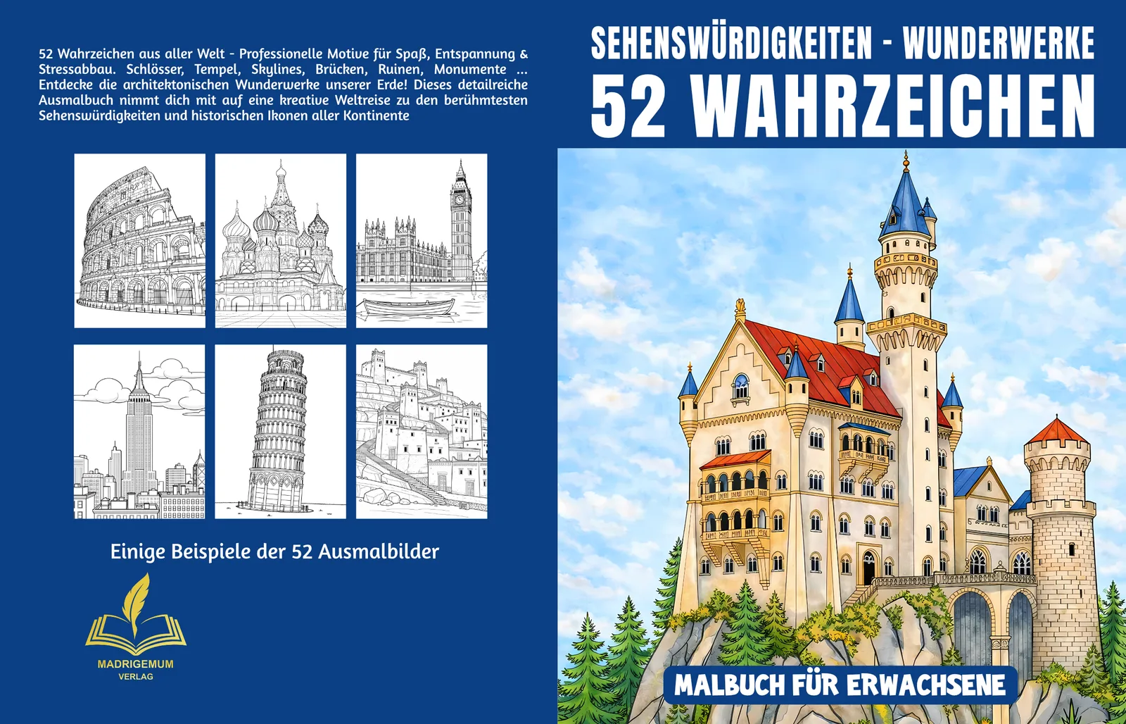 Vom ersten Segen bis zum letzten Geleit – Tauf- und Trauerreden 3 Wahrzeichen Malbuch Erwachsene Vorschau mit bekannten Bauwerken