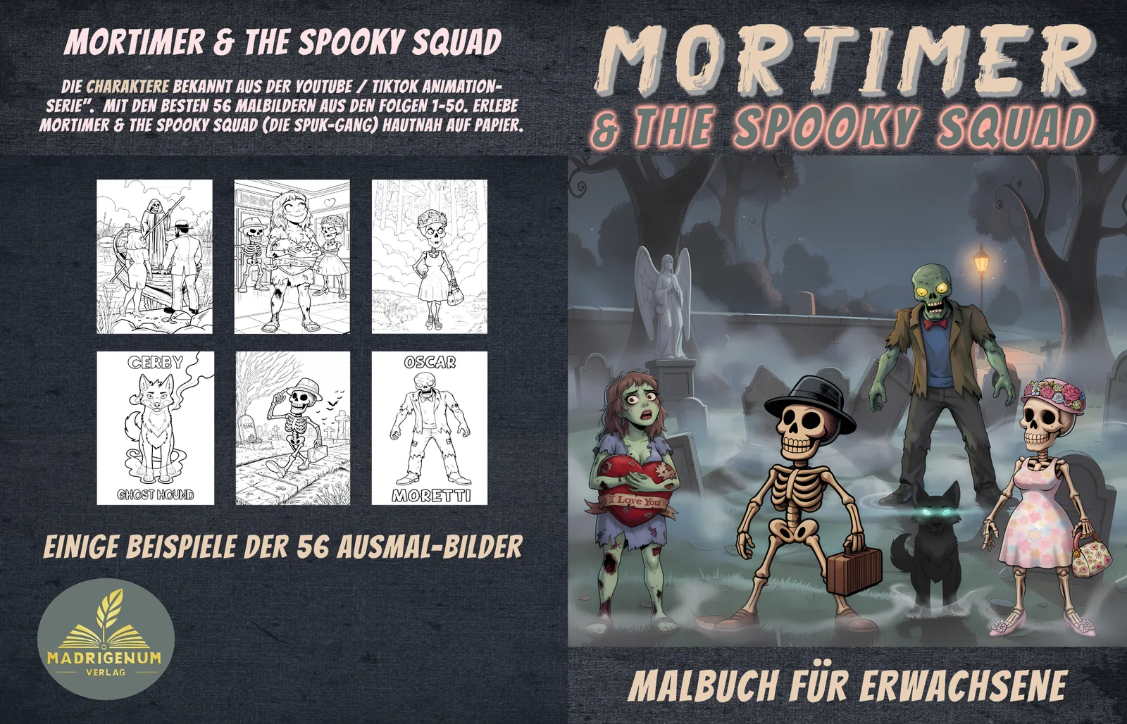 Vom ersten Segen bis zum letzten Geleit – Tauf- und Trauerreden 5 Spookie Malbuch Cover mit dekorativen Elementen