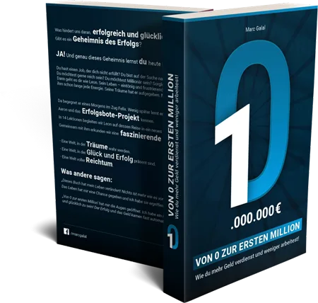 E-Book Cover Von 0 zur ersten Million von Marc Galal mit großer blauer Ziffer 1
