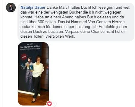 Kundenstimme von Natalia Bauer mit Foto beim Buchhalten zum Buch Von 0 zur ersten Million