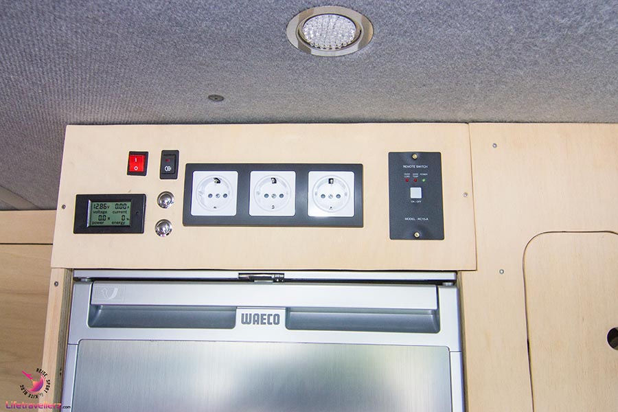VW T5 Bus Ausbau Elektrik Installationstafel mit Schaltern und Steckdosen