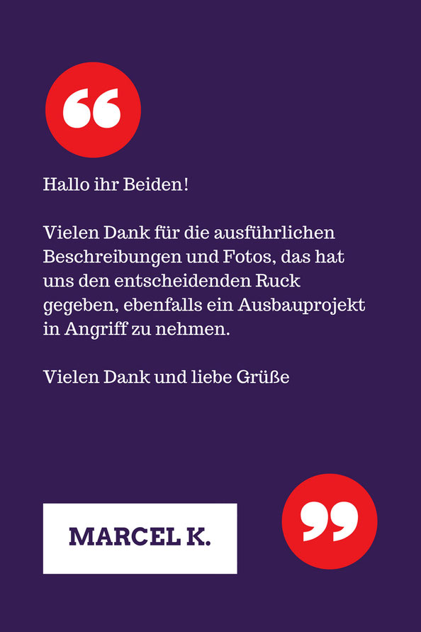 Kundenbewertung von Marcel K. zum VW Bus E-Book Ausbauguide