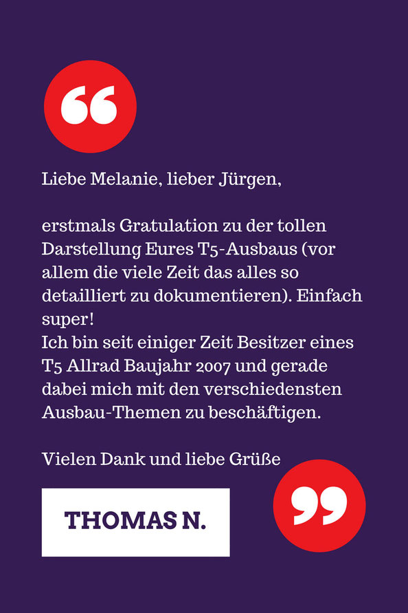 Kundenbewertung von Thomas N. zum VW Bus E-Book Ausbauguide