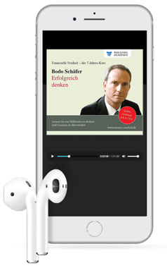 Handy auf dem Bodo Schäfers Online-Audio-Seminar-Programm "Erfolgreich denken" zu sehen ist
