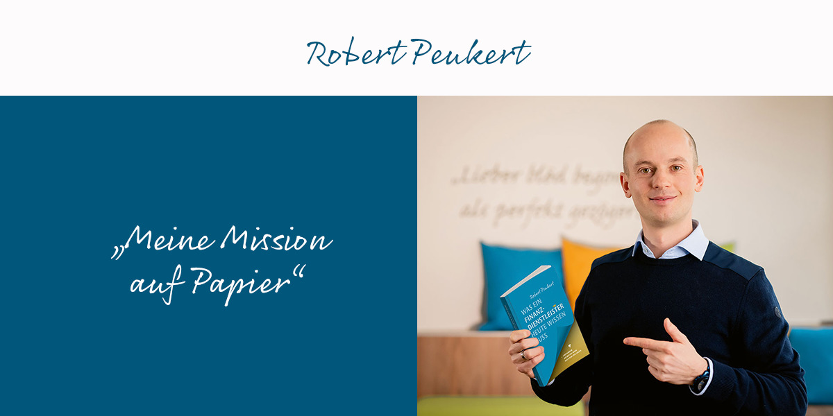 Robert Peukert Portrait mit Buch, Mission auf Papier Claim