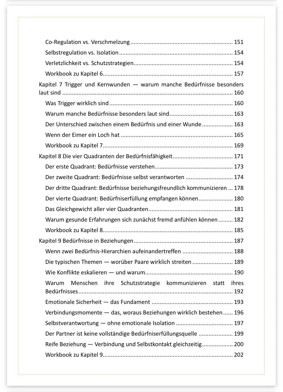 Inhaltsverzeichnis Kapitel 7-9 des Buches Was ich wirklich brauche