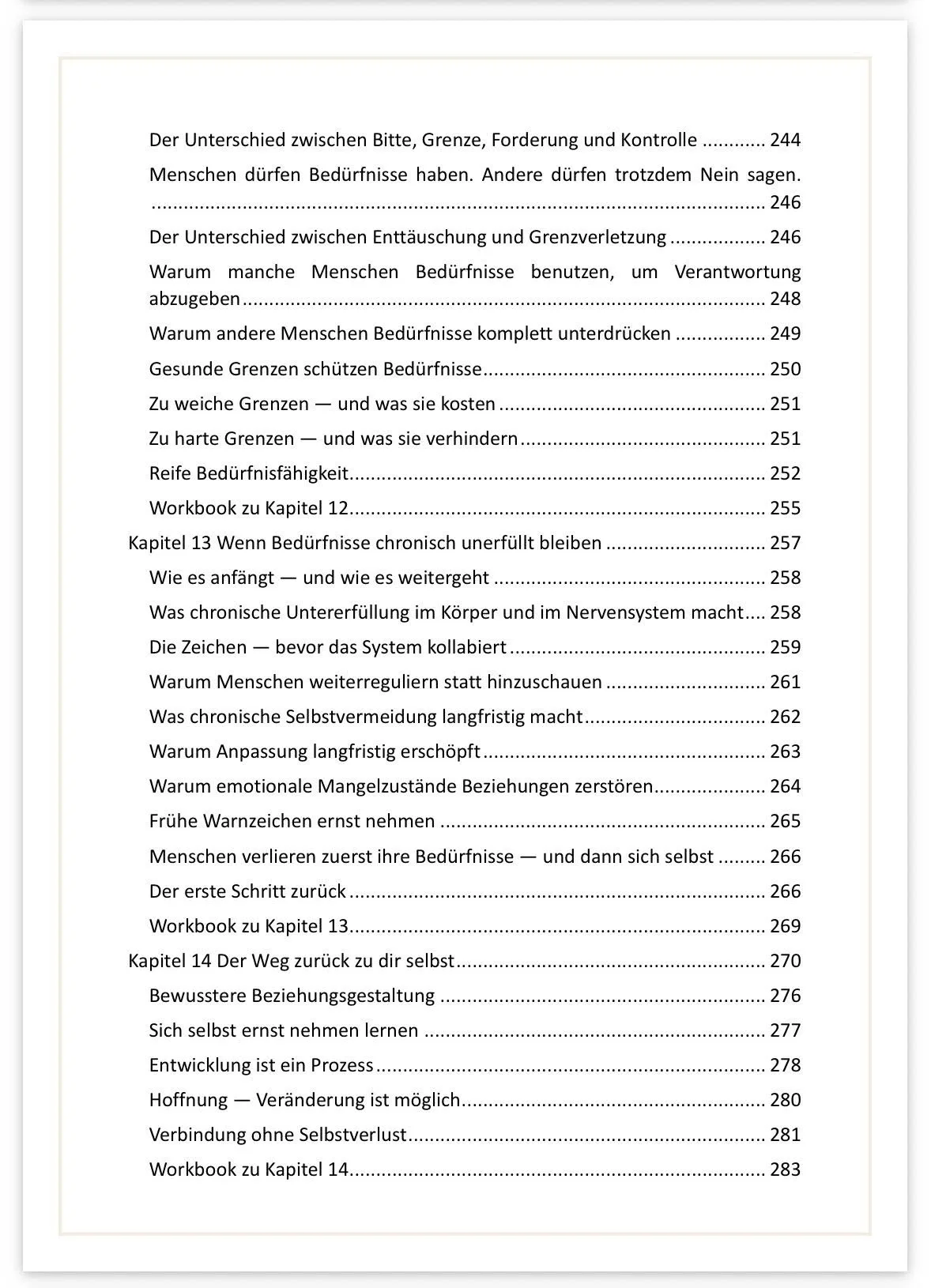 Inhaltsverzeichnis Kapitel 12-14 des Buches Was ich wirklich brauche