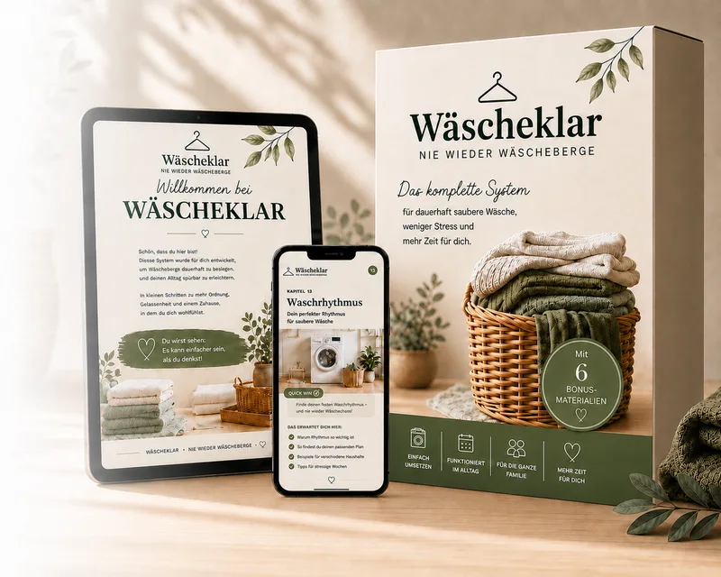 Wäscheklar – E-Book zur Wäscheorganisation 1 Wäscheklar Produktmockup E-Book Vorschau