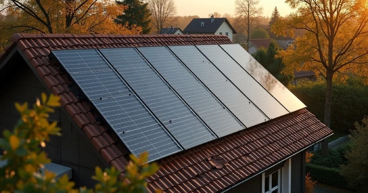 Wattvoll Weiterbetriebs-Check – Leitfaden zum PV-Weiterbetrieb 4 Solaranlage auf Hausdach mit Herbstlandschaft im Hintergrund