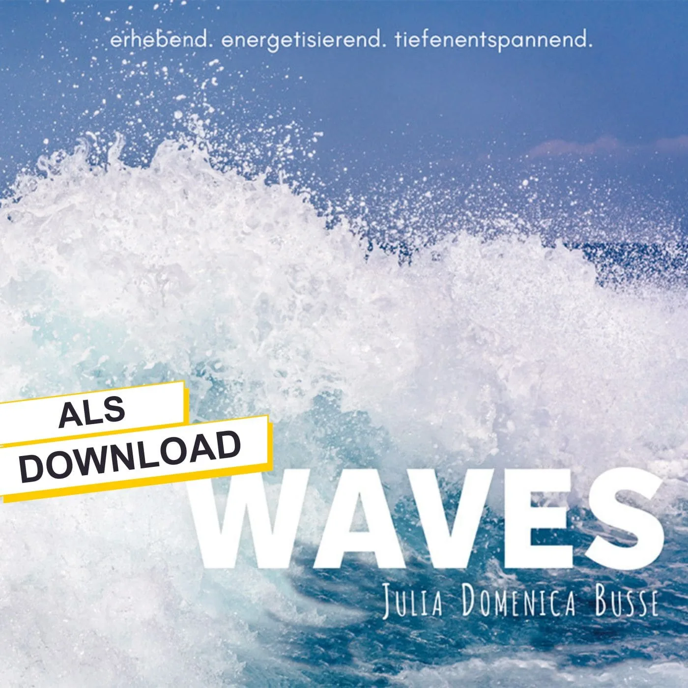 Download-Grafik der CD WAVES als digitale Version mit gelbem Download-Banner