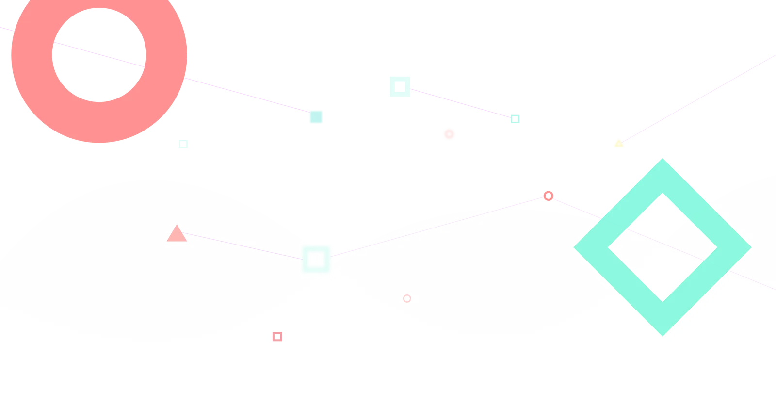 Abstrakte geometrische Formen in Rosa, Türkis und Weiß mit Linien und Punkten