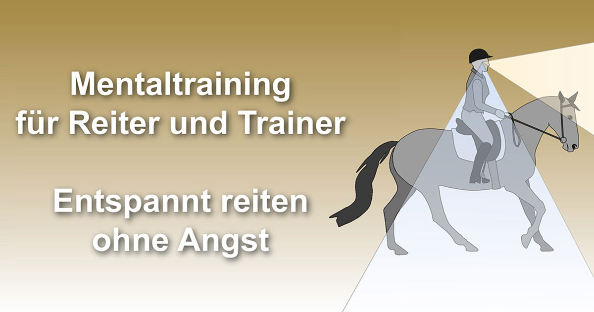 Hero-Banner Mentaltraining für Reiter und Trainer mit Reiter auf Pferd, Angstabbau-Thema