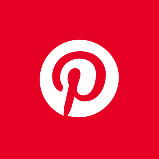 Pinterest Logo mit weißem P auf rotem quadratischem Hintergrund