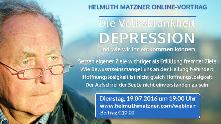 Helmuth Matzner Online-Vortrag zur Volkskrankheit Depression mit Porträt des Autors