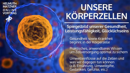 Online-Vortrag Körperzellen mit leuchtender Zellillustration