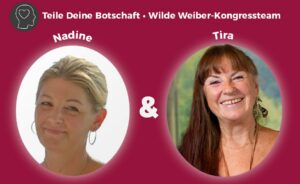 Wilde Weiber Kongress Team Nadine und Tira auf pinkfarbenem Hintergrund mit Profilbildern