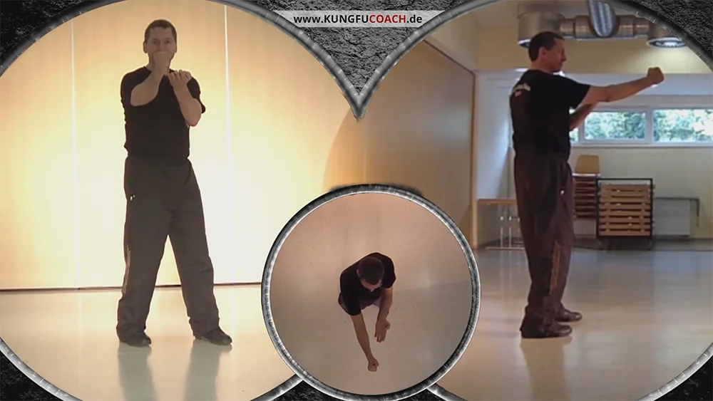 Wing Chun Online Kurs mit Trainingsszenen: Trainer demonstriert Grundtechniken und Bewegungsabläufe