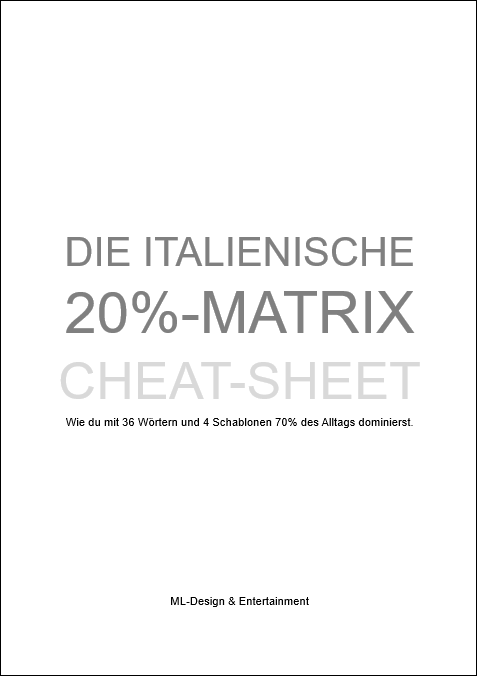 Italienisch Cheat Sheet Cover mit 20% Matrix Titel