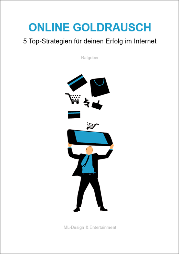 Online Goldrausch Cover mit Geschäftsmann und Icons