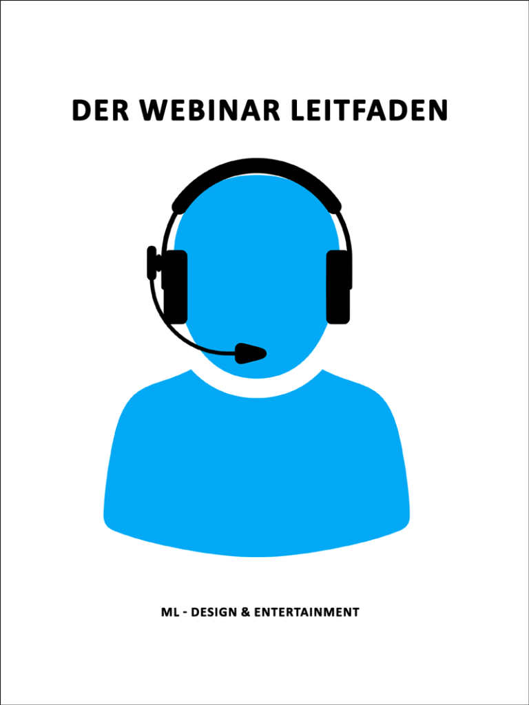 Der Webinar-Leitfaden Cover mit blauer Figur und Headset-Symbol