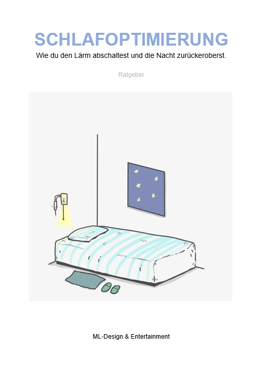 Buch-Cover Schlafoptimierung mit Bett, Nachttisch und Sternenfenster