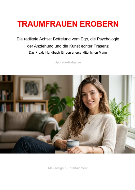 Buch-Cover Traumfrauen Erobern Upgrade mit Frau im modernen Interieur