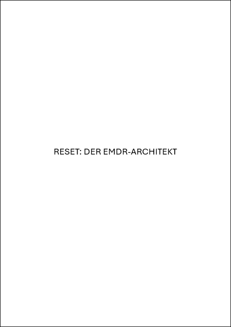 Buch-Cover 'Reset: Der EMDR-Architekt' mit schwarzem Rahmen auf weißem Hintergrund