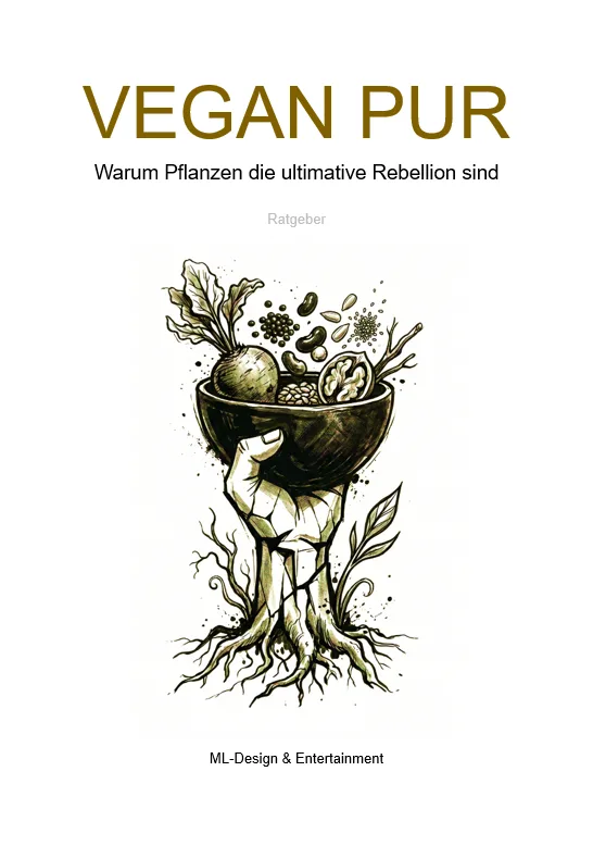 Buch-Cover 'Vegan Pur' mit Illustration einer Schale mit Gemüse und Wurzeln