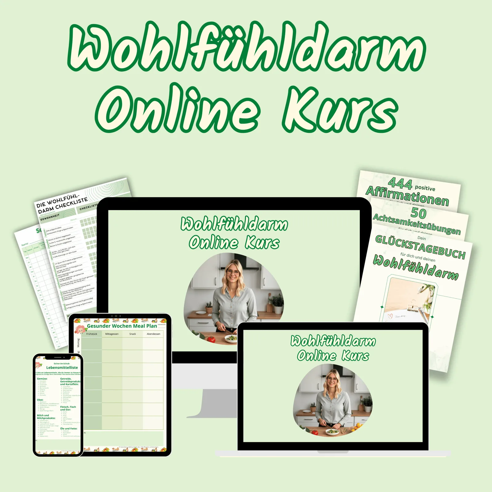Wohlfühldarm Online Kurs Produktmockup auf verschiedenen Geräten