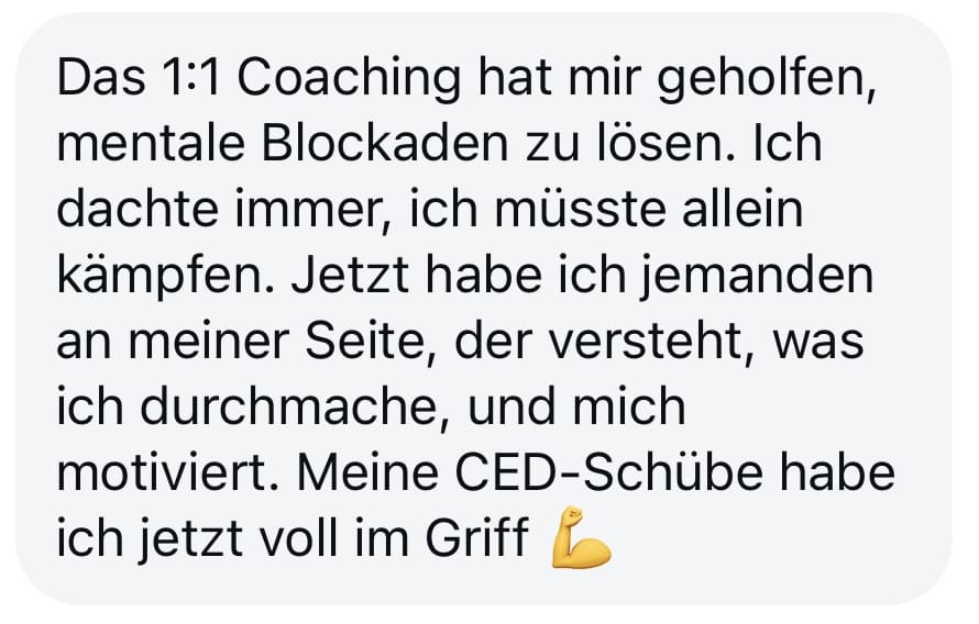 Kundenbewertung zum 1:1 Coaching, mentale Blockaden lösen, Wohlfühldarm Kurs